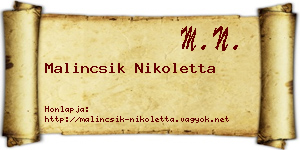 Malincsik Nikoletta névjegykártya